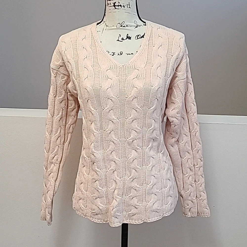Eddie Bauer Women's V-Neck Sweater in Soft Pink